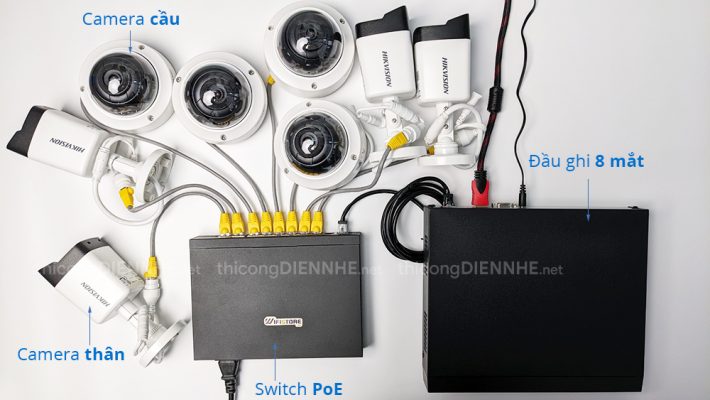 Trọn bộ Camera Hikvision chuẩn IP 8 mắt độ phân giải 2MP (Full HD)
