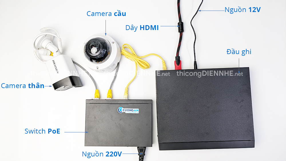 Trọn bộ Camera Hikvision chuẩn IP 2 mắt độ phân giải 2MP (Full HD)