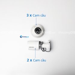 Bộ 5 CAMERA HD-TVI Hikvision phân giải 2MP, Hồng ngoại 20m