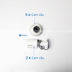 Bộ 7 CAMERA HD-TVI Hikvision phân giải 2MP, Hồng ngoại 20m