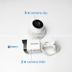 Bộ 7 CAMERA HD-TVI Hikvision phân giải 5MP, Hồng ngoại 40m