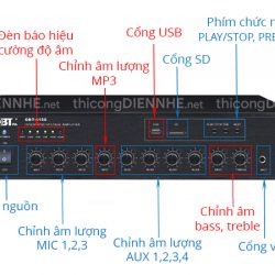mặt trước amply mixer OBT-6150