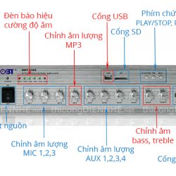 mặt trước amply mixer OBT-6250