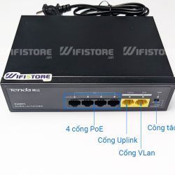 Tenda S106PC | Switch PoE 4 cổng PoE công suất 45W, 2 cổng Uplink