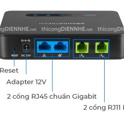 Bộ chuyển đổi ATA Grandstream HT812, 2 cổng máy lẻ Analog