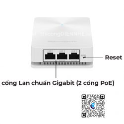 Grandstream GWN7624 | WiFi âm tường 2.03Gbps, tải 200user, PoE Gigabit