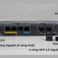 Grandstream GWN7002 Router chịu tải 100user, 2 SFP 2.5 Gigabit, 4 Lan Gigabit