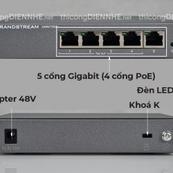 Grandstream GWN7700P | Switch chia mạng 5 cổng PoE chuẩn Gigabit 1000Mbps