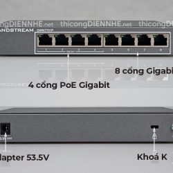 Grandstream GWN7700P | Switch chia mạng 8 cổng Gigabit, 4 cổng PoE chuẩn Gigabit