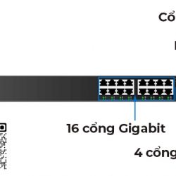 Grandstream GWN7802P | Switch chia mạng 16 Cổng PoE Gigabit, 4 cổng SFP Gigabit