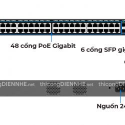 Grandstream GWN7806P | Switch chia mạng 48 Cổng PoE Gigabit, 6 cổng SFP Gigabit