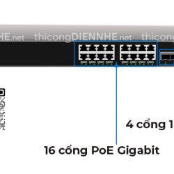 Grandstream GWN7812P | Switch chia mạng 16 Cổng PoE Gigabit, 2 cổng SFP+ 10 Gigabit