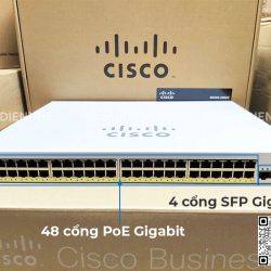 Cisco CBS220-48P-4G-EU | Switch chia mạng 48 Port PoE Gigabit Smart, 4 Port SFP 1G