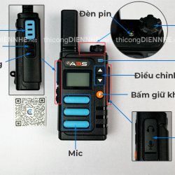 Bộ đàm Siêu nhỏ Cao cấp chính hãng ABS AB3688 gồm cả Sạc đế &USB, Hỗ trợ thoại rảnh tay