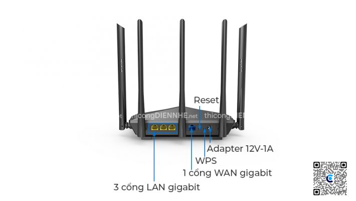 Tenda AC11 | Router WiFi tốc độ 1167Mbps, 5 anten 6dBi, 1Wan/3Lan Gigabit